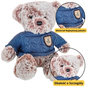 Pluszowa maskotka przytulanka miś szary w niebieskim sweterku 21 cm