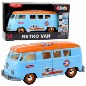 Samochód Retro Van Bus ze światłami, dźwiękami i otwieranymi drzwiami niebieski