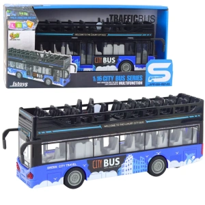 Autobus Miejski Piętrowy 1:16 z napędem, światłami i dźwiękami niebieski