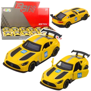 Samochód wyścigowy metalowy z napędem pull-back, żółty, 1:43