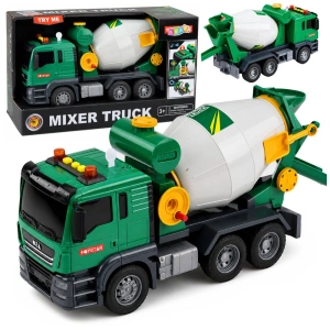 Ciężarówka betoniarka Mixer Truck z obrotowym bębnem, światłem i dźwiękiem zielona