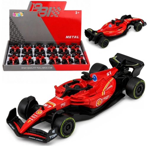 Autko Wyścigówka Metalowa Formuła Napęd Pull Back Czerwona 1:43