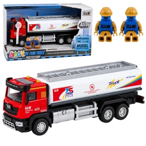 Metalowa ciężarówka cysterna ze światłami i dźwiękami 1:40 czerwono-biała