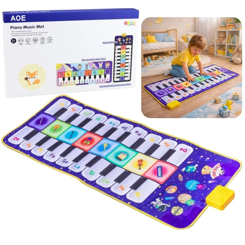 Muzyczna Mata Edukacyjna Taneczna  Interaktywna Pianinko Kosmos 120 x 48 cm