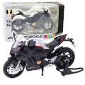 Motocykl Sportowy Metalowy Światła Dźwięki Srebrne Elementy Czarny V4 1:12