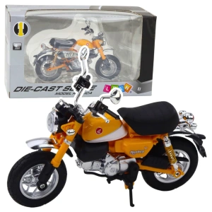 Motocykl retro klasyczny metalowy ze światłami żółty 1:12