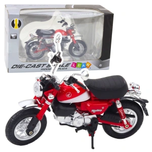 Motocykl Retro Klasyczny Metalowy ze Światłami Czerwony 1:12