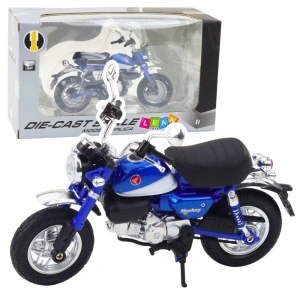 Motocykl Retro Klasyczny Metalowy ze Światłami Niebieski 1:12