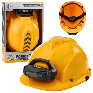Kask budowlany dla dzieci z latarką czołową, żółty