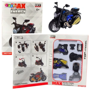 Motocykl do składania i skręcania metalowy 1:14 DIY niebieski