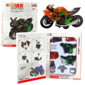 Motocykl do składania DIY metalowy 1:14 zielono-pomarańczowy