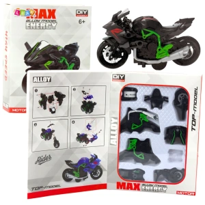Motocykl do składania DIY metalowy 1:14 zielono-czarny