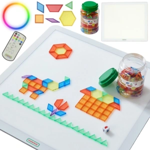 MASTERKIDZ Kwadratowy Panel Świetlny LED Kolorowy z klockami Montessori Mozaika 140 el.