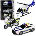 Zestaw Policyjny Helikopter Motocykl Radiowóz Światła Dźwięki 1:32