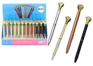 Długopis z diamentem w kropki, niebieski wkład 0,7 mm – mix kolorów