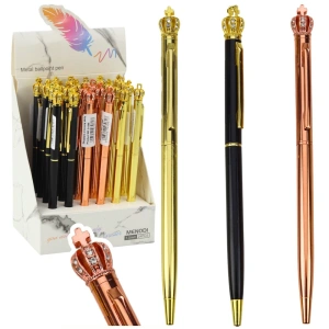 Długopis metalowy automatyczny Korona z niebieskim tuszem 1,0 mm