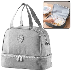 Torba Termiczna Izolacyjna Śniadaniowa z Regulowanym Paskiem Srebrna 27 cm