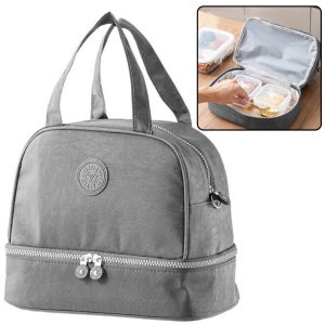 Torba termiczna śniadaniowa szara z regulowanym paskiem 27 cm
