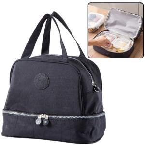 Torba termiczna śniadaniowa z regulowanym paskiem czarna 27 cm
