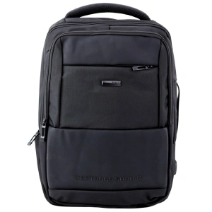 Plecak miejski biznesowy z USB i pasem piersiowym, czarny, 26 l, 45 cm