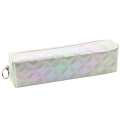 Piórnik Szkolny Organizer Tłoczony Wzór Biały Perłowy 21x6cm