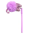Długopis Żelowy Zatyczka Z Fioletowym Pomponem Niebieski Tusz 17cm 0.5mm