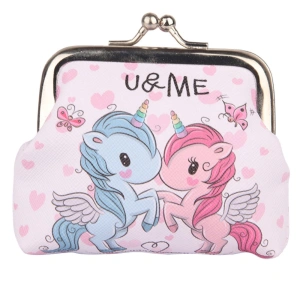 Portfelik dziecięcy Dwa Jednorożce U&ME z metalowym zatrzaskiem 10 × 9 cm