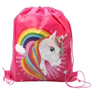 Worek szkolny na buty i strój gimnastyczny Jednorożec Tęcza różowy 35 × 27 cm