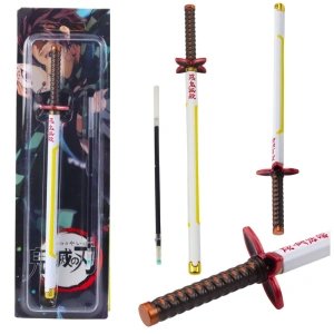 Długopis Katana Anime metalowy z czarnym tuszem biało-żółty