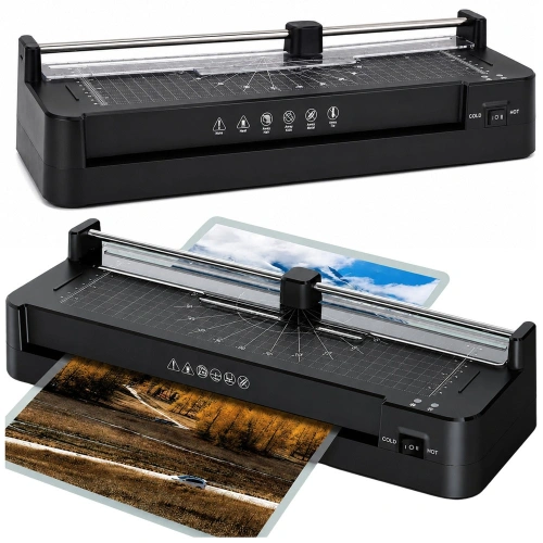 Laminator Ze Zgrzewarką i Gilotyną 3W1 Do Dokumentów Zdjęć A3 Czarny