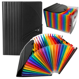 Teczka harmonijkowa organizer na dokumenty A4, 25 przegród, czarna