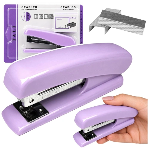 Zszywacz Biurowy Metalowy Do 25 Kartek 24/6 26/6 Zszywki Fioletowy