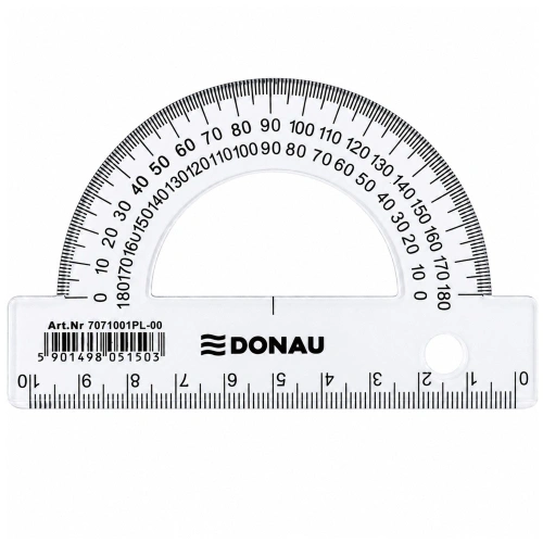 Kątomierz szkolny transparentny 180° 10cm DONAU