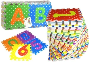 Puzzle piankowe kolorowe alfabet i cyferki – 36 elementów