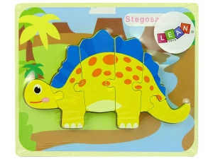 Drewniane puzzle dinozaur – żółty Stegosaurus lub Oviraptor
