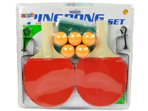 Zestaw do ping-ponga Lean Toys – 2 paletki, siatka i 5 piłeczek