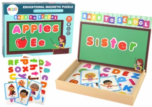 Zestaw edukacyjnych puzzli magnetycznych z wielofunkcyjną tablicą