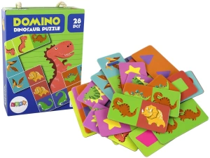 Gra logiczna Puzzle Dwustronne Domino Dinozaury 28 elementów