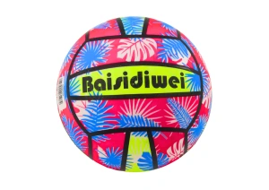 Piłka gumowa jaskrawa liście różowo-niebieska 24 cm