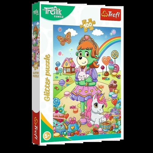 Puzzle - 100 - Rodzina Treflików - Brokatowe Trefliki - Trefl 14833