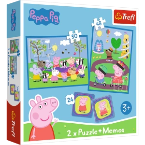 Puzzle + MEMOS - 2w1 (30,48) - Radosne chwile z Świnką Peppą - Trefl 93331