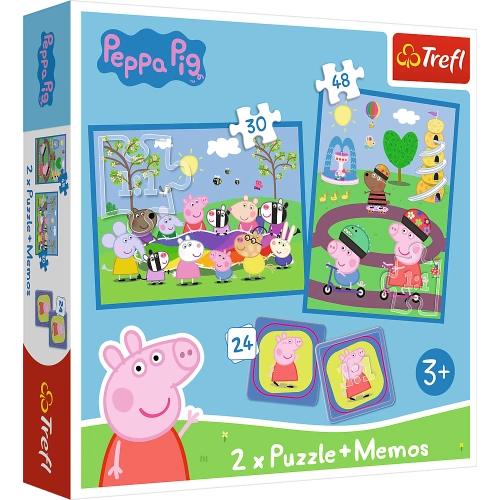 Puzzle + MEMOS - 2w1 (30,48) - Radosne chwile z Świnką Peppą - Trefl 93331