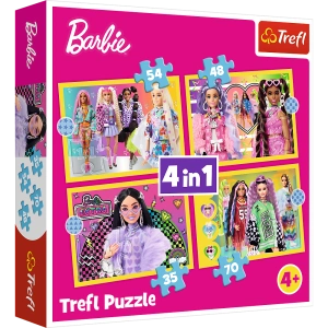 Puzzle - 4w1 (35, 48, 54, 70) - Wesoły świat Barbie - Trefl 34626