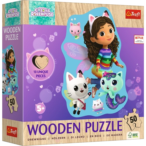Puzzle - 50 Drewniane - Wesoła Gabi - Koci Domek Gabi - Trefl 20260