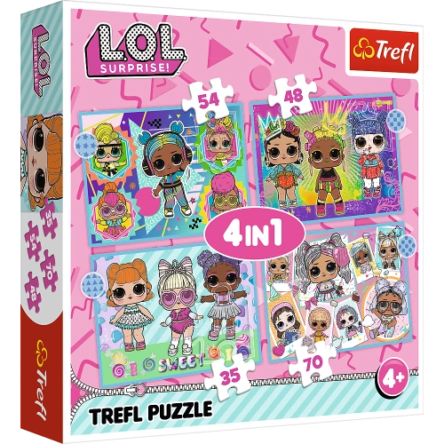 Puzzle - 4w1 (35, 48, 54, 70) - Poznaj laleczki - LOL Surprise! - Trefl 34613