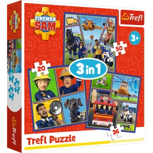 Puzzle - 3w1 ( 20, 36, 50) - Dzień Strażaka Sama - Trefl 34868