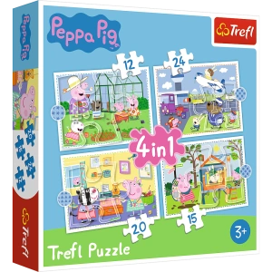 Puzzle - 4w1 (12,15, 20, 24) - Wspomnienia z wakacji - Świnka Peppa - Trefl 34359
