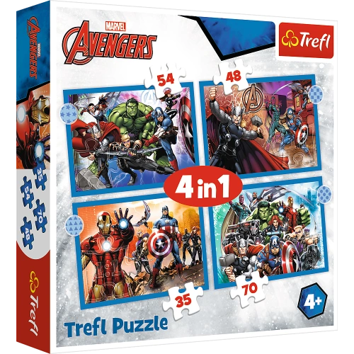 Puzzle - 4w1 (25, 48, 50, 70) - Odważni Avengersi - Trefl 34386