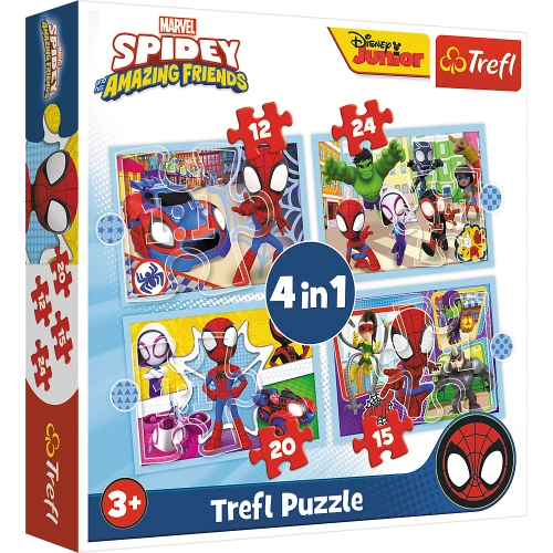 Puzzle - 4w1 (12, 15, 20, 24) - Ekipa Spiday`a - Trefl 34611