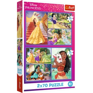 Puzzle - 2x70 - Bajkowe dni - Disney Princess - Trefl 34440